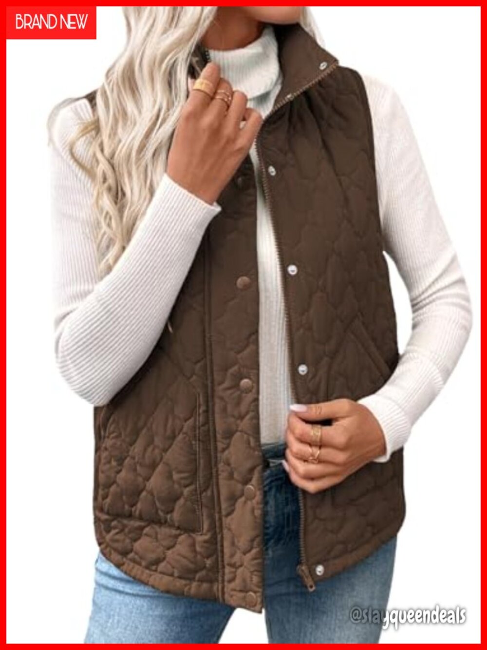 Lightweight Quilted Puffer Vest Zip Up Sleeveless Jacket for Women